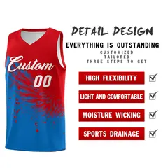 Royal Red Wing Pattern Basketball Sports Uniform Jersey 2