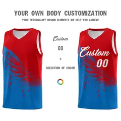 Royal Red Wing Pattern Basketball Sports Uniform Jersey 3