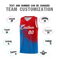 Royal Red Wing Pattern Basketball Sports Uniform Jersey 4