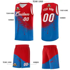 Royal Red Wing Pattern Basketball Sports Uniform Jersey 5
