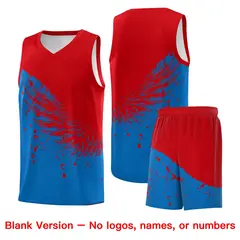 Royal Red Wing Pattern Basketball Sports Uniform Jersey 7