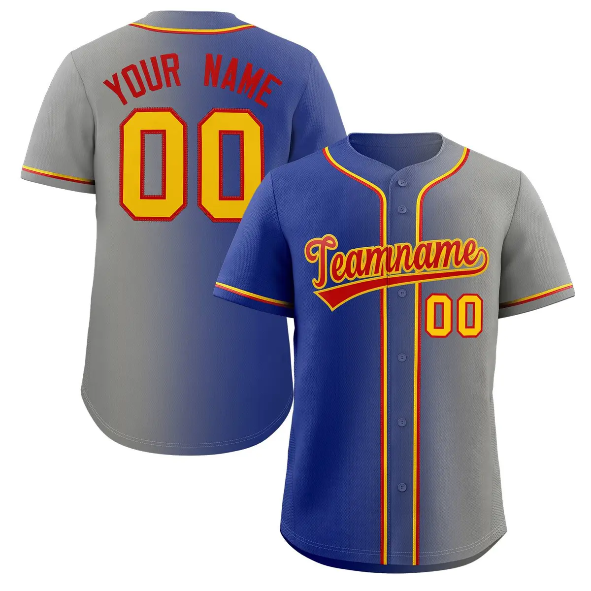 Royal Red-Yellow Gradient Fashion Authentic Baseball Jersey