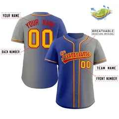 Royal Red-Yellow Gradient Fashion Authentic Baseball Jersey 2
