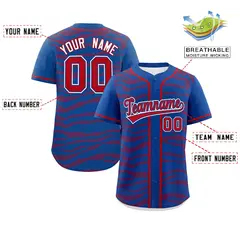 Royal Red Zebra Graffiti Authentic Baseball Jersey 2