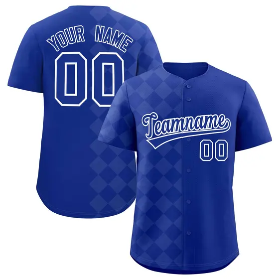 Royal Rhombus Design Authentic Baseball Jersey