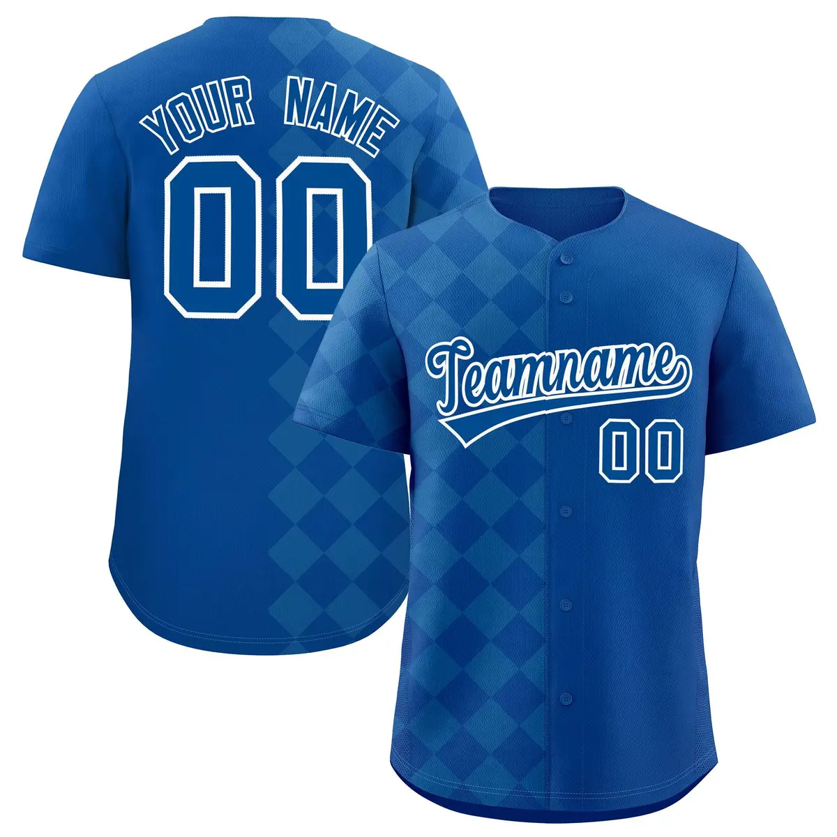 Royal Rhombus Design Authentic Baseball Jersey