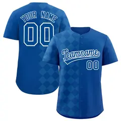 Royal Rhombus Design Authentic Baseball Jersey