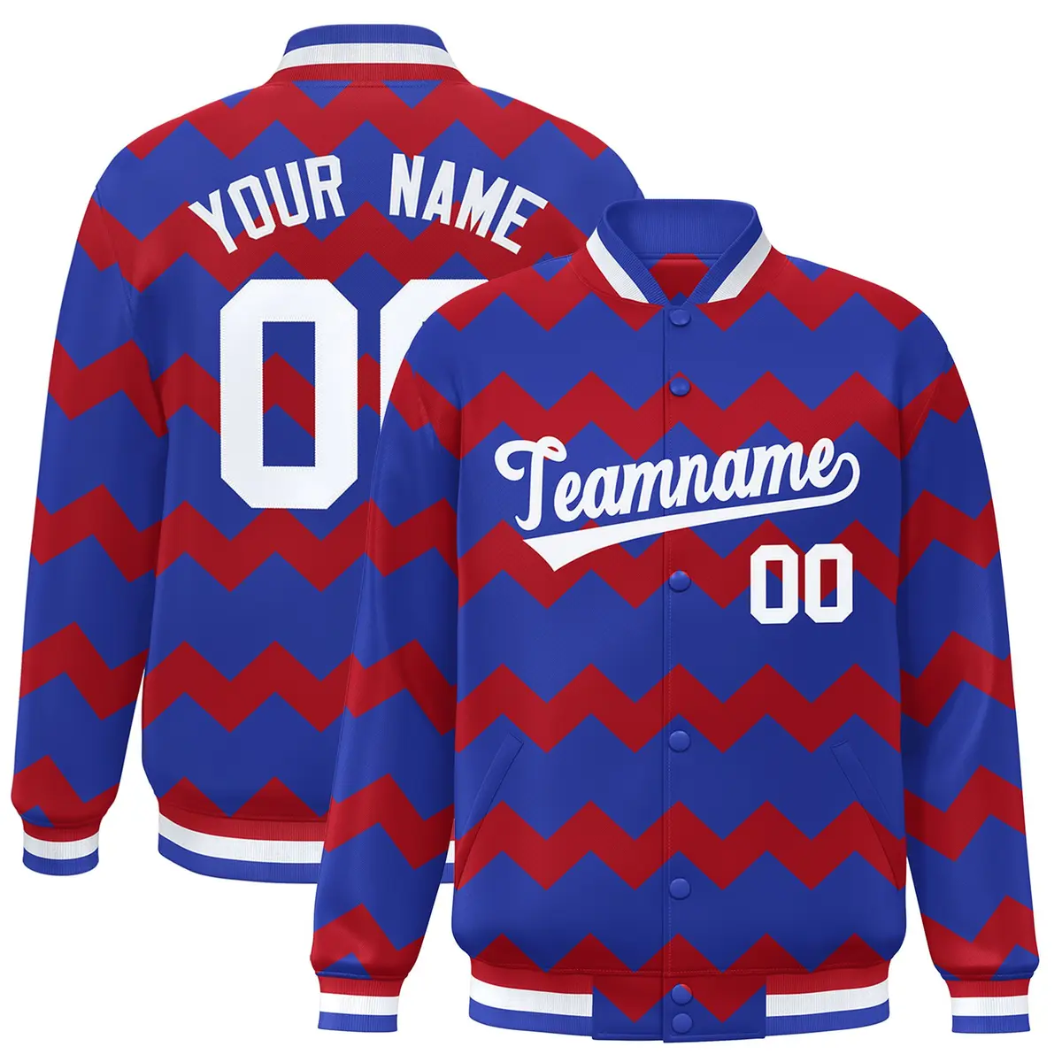 Royal Ripple Color Block Varsity Letterman Jacket