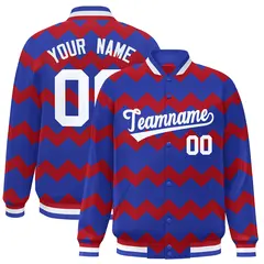 Royal Ripple Color Block Varsity Letterman Jacket
