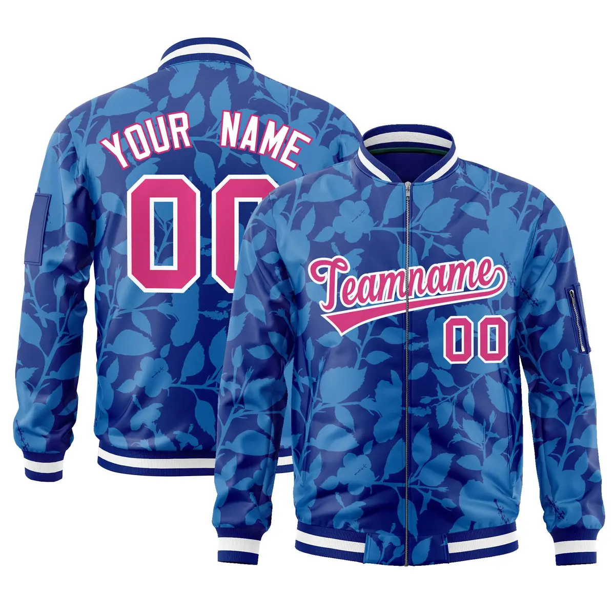 Royal Rose Red Hawaii Full-Zip Letterman Varsity Bomber Jacket