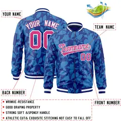 Royal Rose Red Hawaii Full-Zip Letterman Varsity Bomber Jacket 2