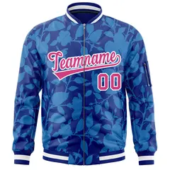 Royal Rose Red Hawaii Full-Zip Letterman Varsity Bomber Jacket 3