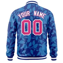 Royal Rose Red Hawaii Full-Zip Letterman Varsity Bomber Jacket 4