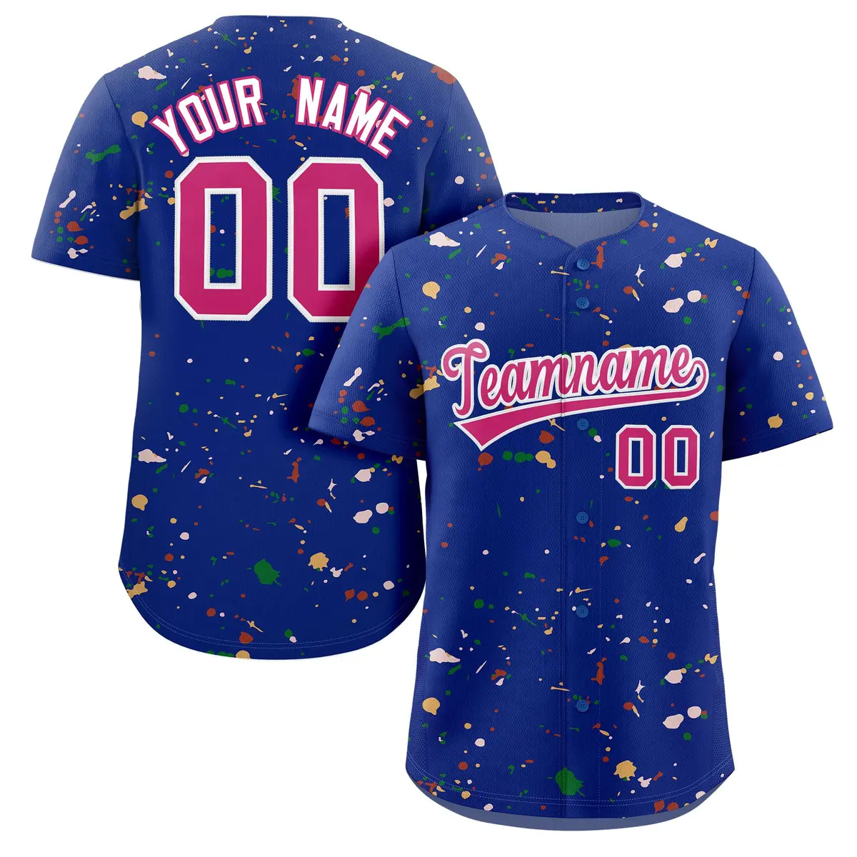Royal Rose Red-White Splash Graffiti Baseball Jersey