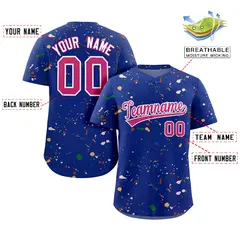Royal Rose Red-White Splash Graffiti Baseball Jersey 2