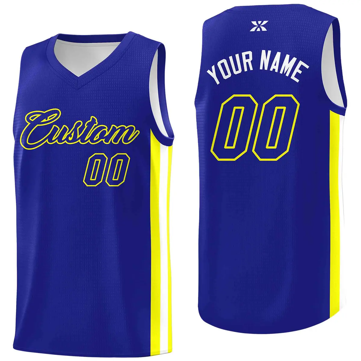 Royal Royal-Yellow Classic Tops Mesh Sport Basketball Jersey