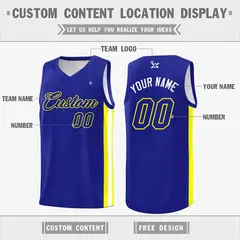 Royal Royal-Yellow Classic Tops Mesh Sport Basketball Jersey 2