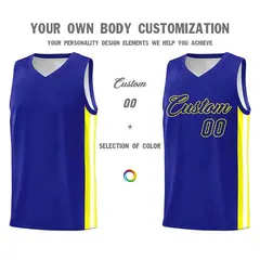Royal Royal-Yellow Classic Tops Mesh Sport Basketball Jersey 3