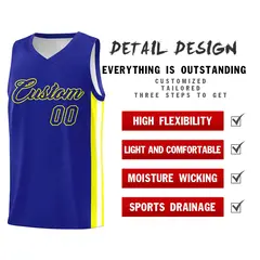 Royal Royal-Yellow Classic Tops Mesh Sport Basketball Jersey 4