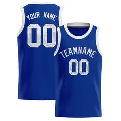 Royal Sequined Trim Athletic Basketball Jersey