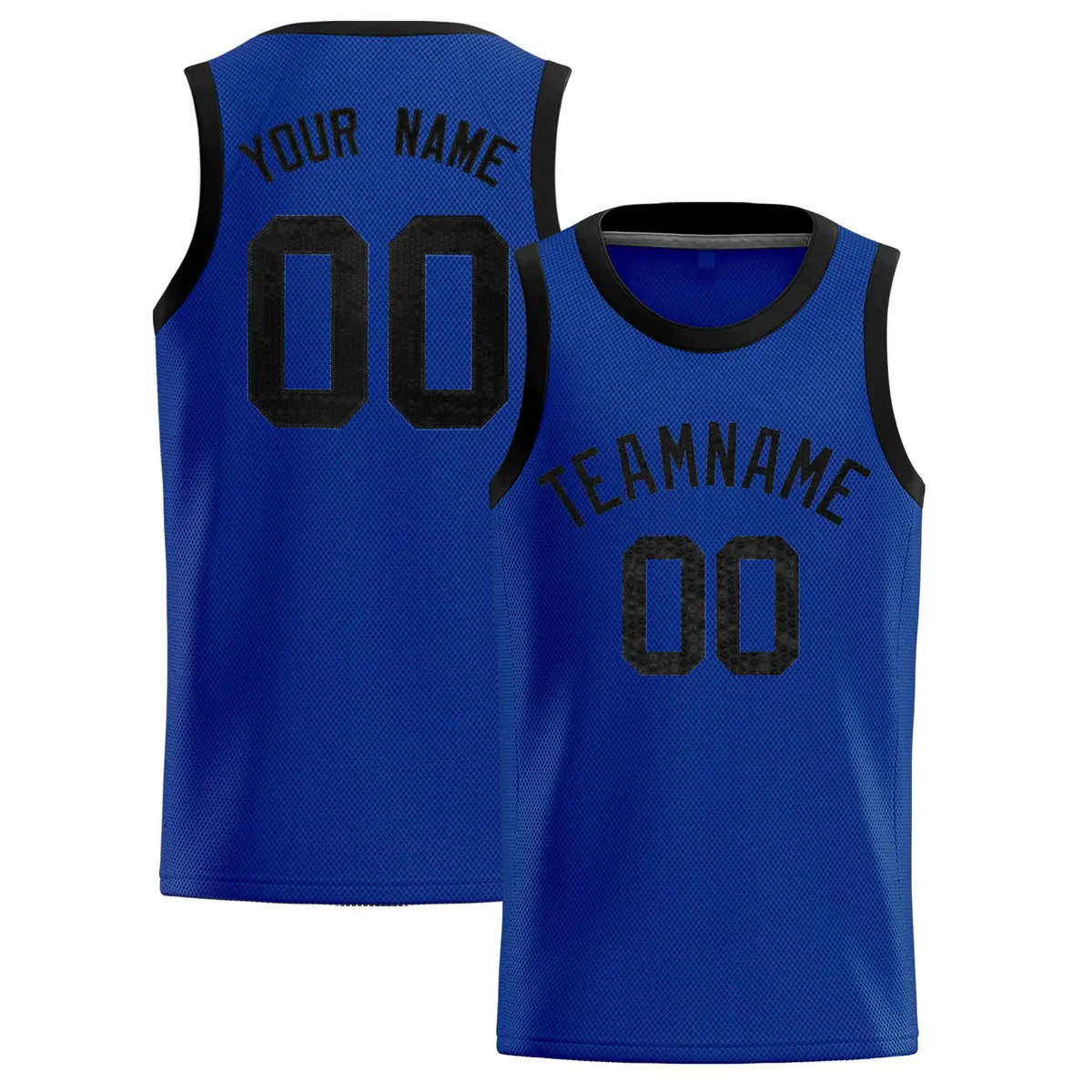 Royal Sequined Trim Athletic Basketball Jersey