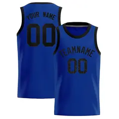 Royal Sequined Trim Athletic Basketball Jersey