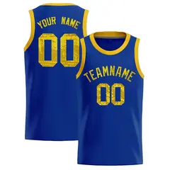 Royal Sequined Trim Athletic Basketball Jersey 1