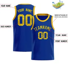 Royal Sequined Trim Athletic Basketball Jersey 2