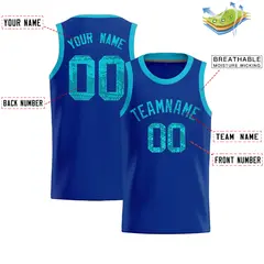 Royal Sequined Trim Athletic Basketball Jersey 2