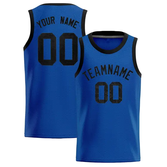 Royal Sequined Trim Athletic Basketball Jersey