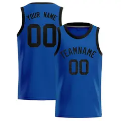 Royal Sequined Trim Athletic Basketball Jersey 1