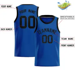 Royal Sequined Trim Athletic Basketball Jersey 2
