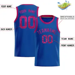 Royal Sequined Trim Athletic Basketball Jersey 2