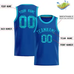 Royal Sequined Trim Athletic Basketball Jersey 2