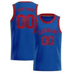 Royal Sequined Trim Athletic Basketball Jersey 1