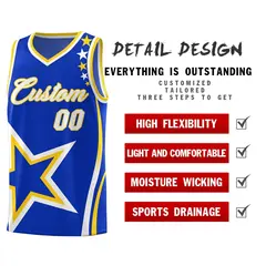 Royal Shoulder Stars Graffiti Basketball Jersey Set 2