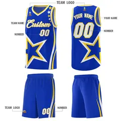 Royal Shoulder Stars Graffiti Basketball Jersey Set 5