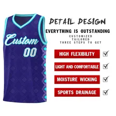 Royal Side Blocks Basketball Uniform Jersey 2