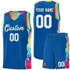 Royal Side Flame Basketball Jersey for Teams