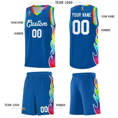 Royal Side Flame Basketball Jersey for Teams 5