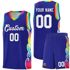 Royal Side Flame Basketball Jersey for Teams