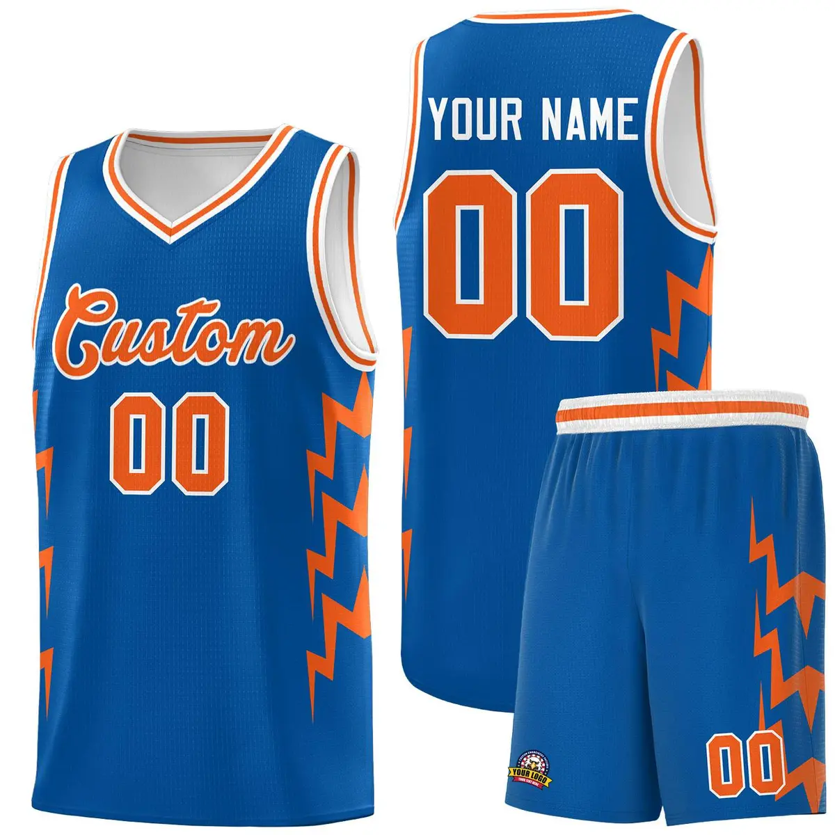 Royal Side Lightning Graffiti Basketball Uniform Jersey