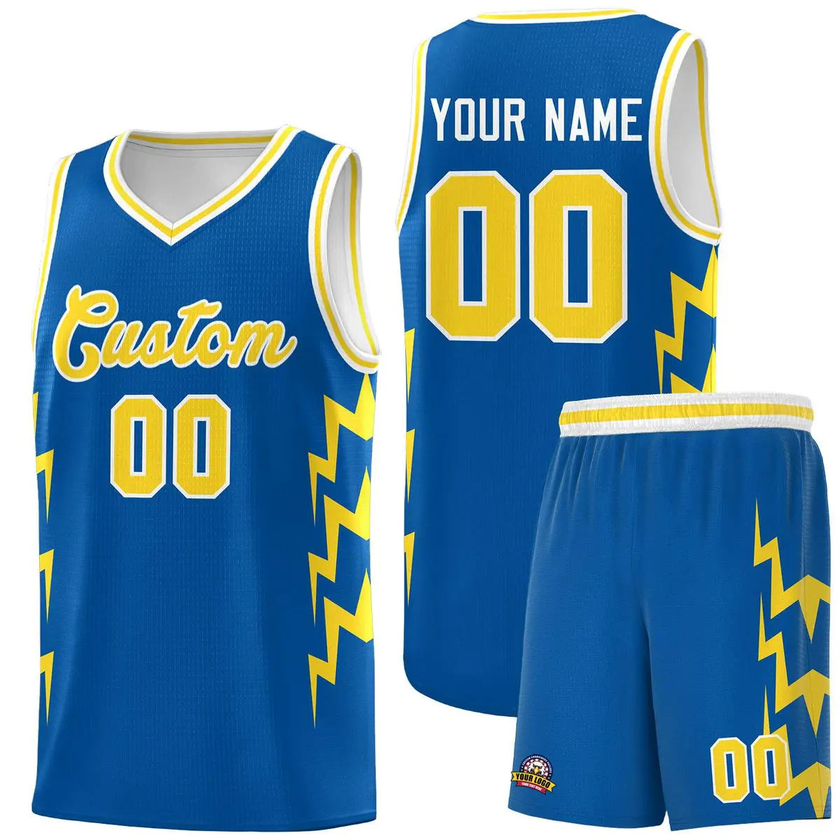 Royal Side Lightning Graffiti Basketball Uniform Jersey