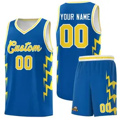 Royal Side Lightning Graffiti Basketball Uniform Jersey 1