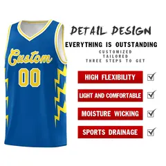 Royal Side Lightning Graffiti Basketball Uniform Jersey 2