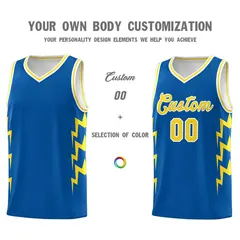 Royal Side Lightning Graffiti Basketball Uniform Jersey 3