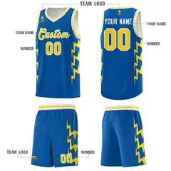 Royal Side Lightning Graffiti Basketball Uniform Jersey 5