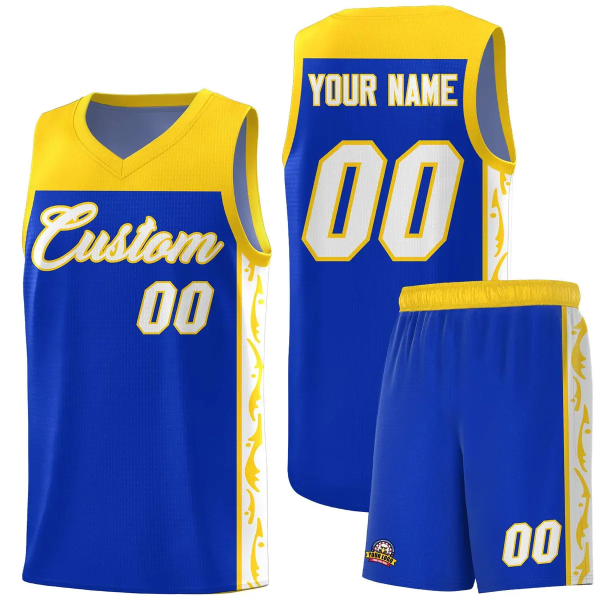 Royal Side Pattern Sports Uniform Basketball Jersey