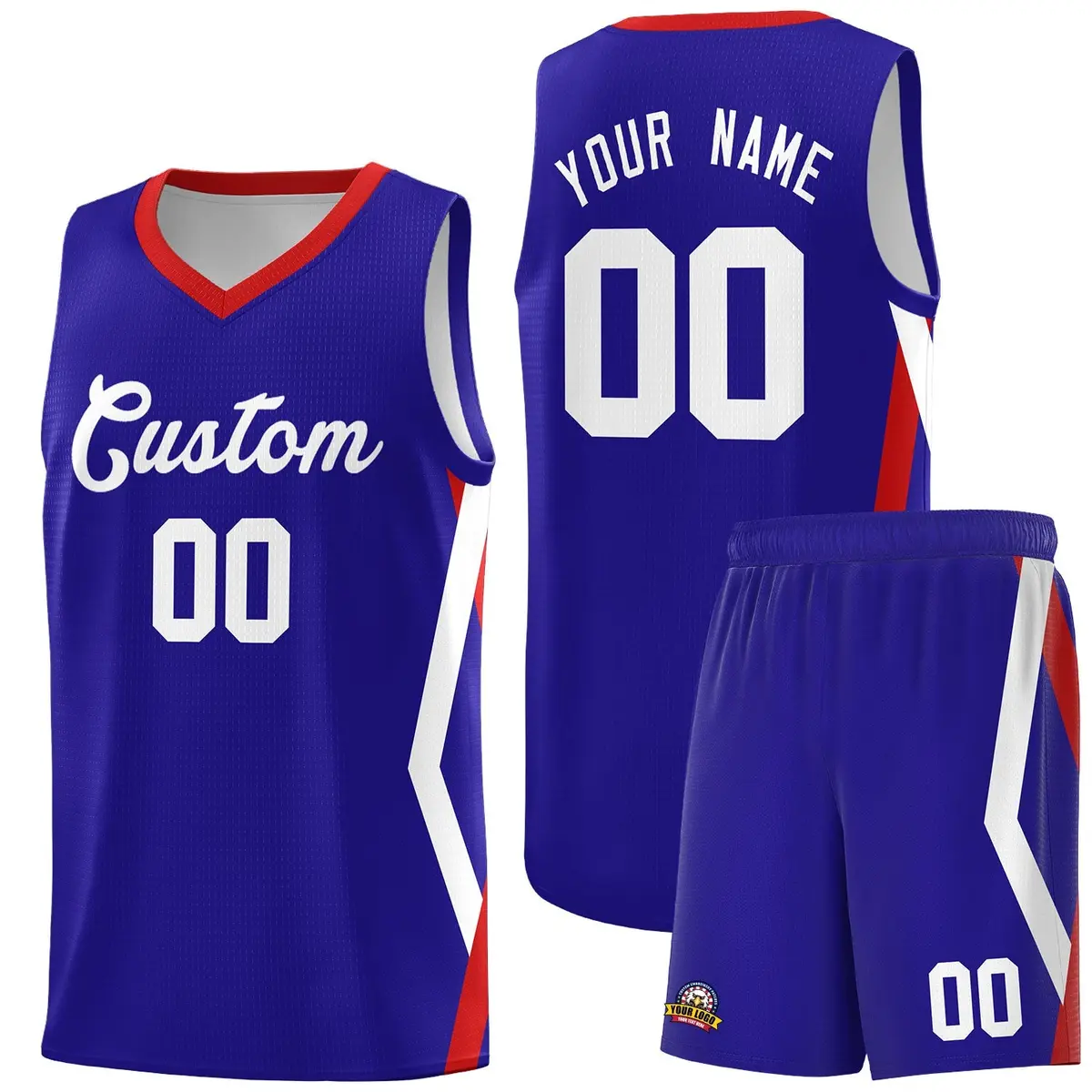 Royal Side Rhombus Graffiti Pattern Basketball Jersey