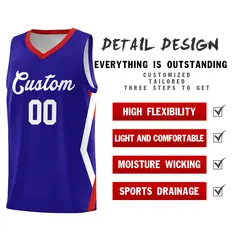 Royal Side Rhombus Graffiti Pattern Basketball Jersey 2